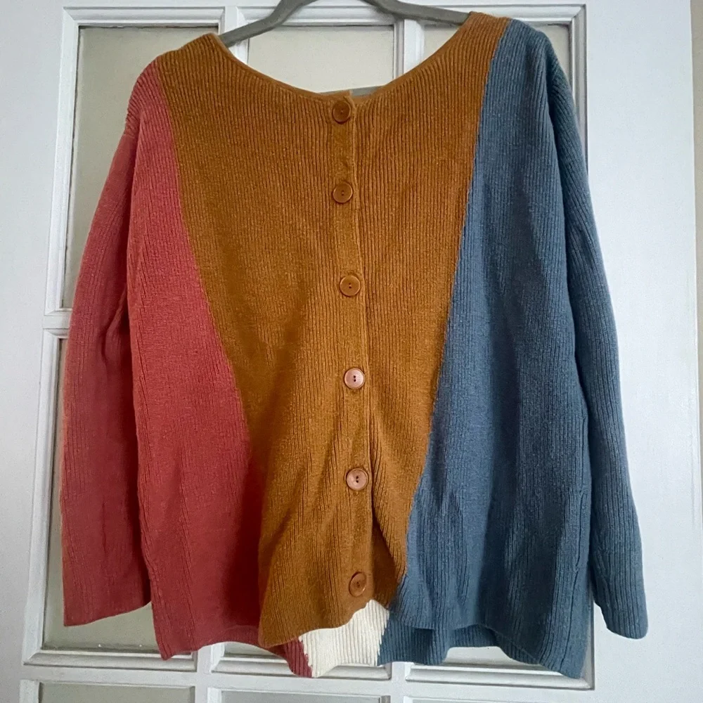 Sezane Multicolor Crew Neck Sweater - wool/cotton - Picture 2 of 5